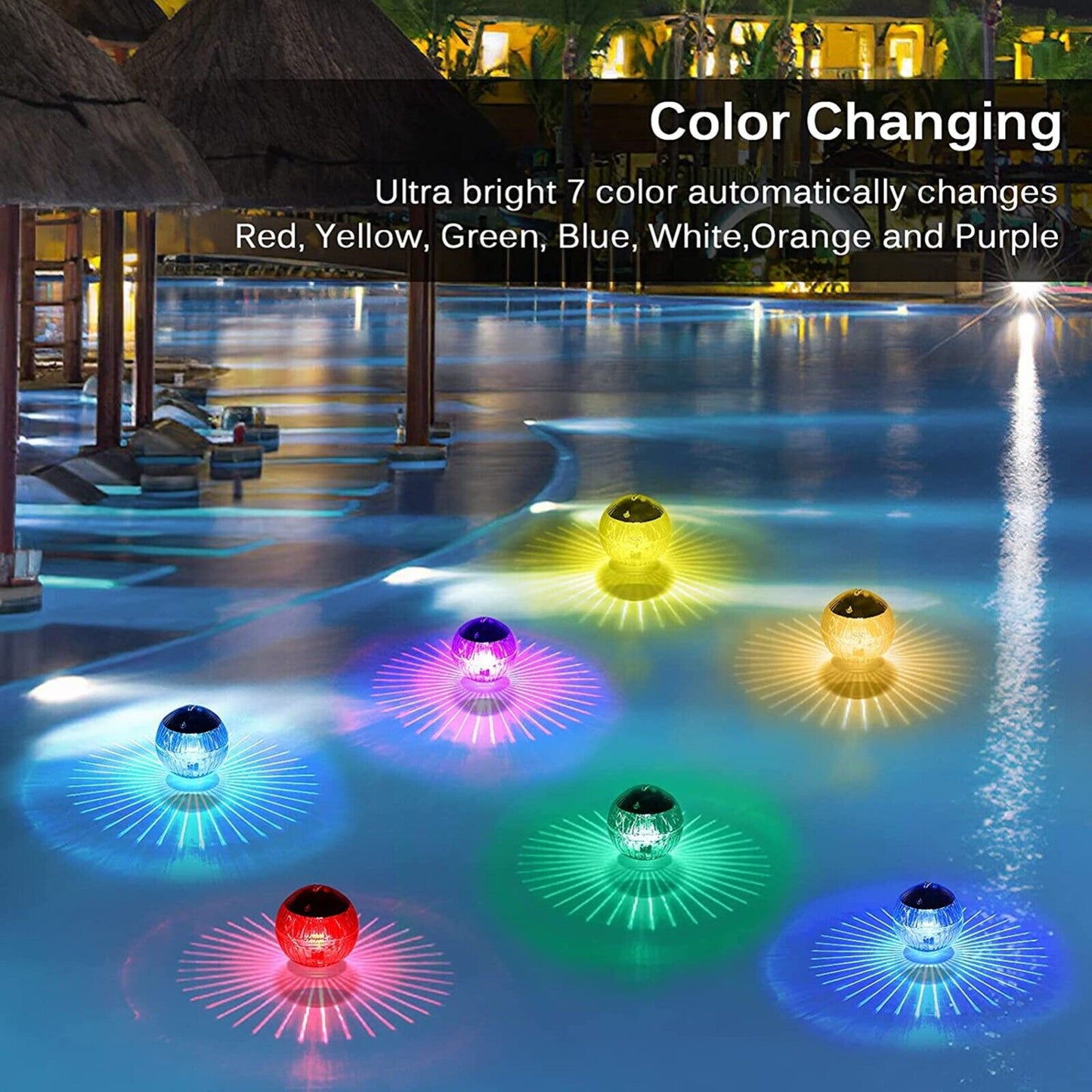 Solar Powered Floating Pool Lamp Rotating RGB LED