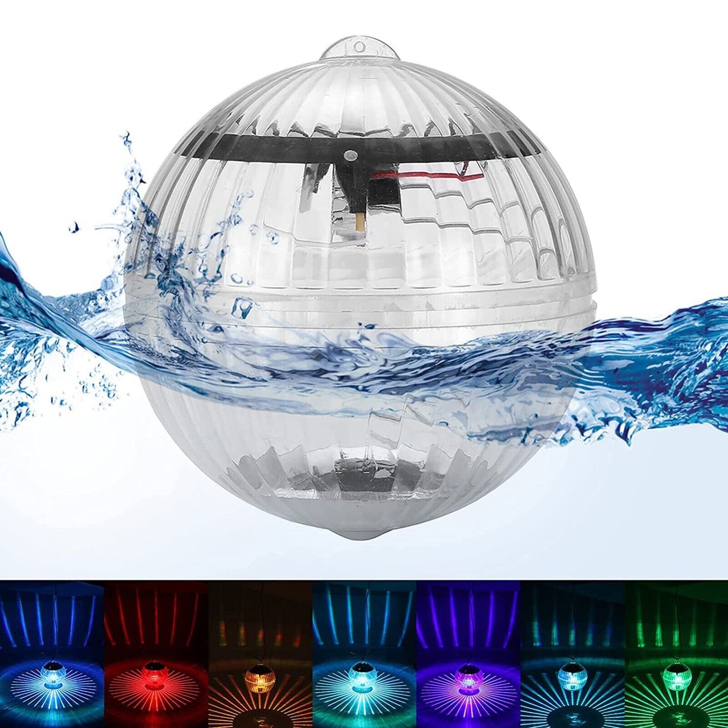 Solar Powered Floating Pool Lamp Rotating RGB LED