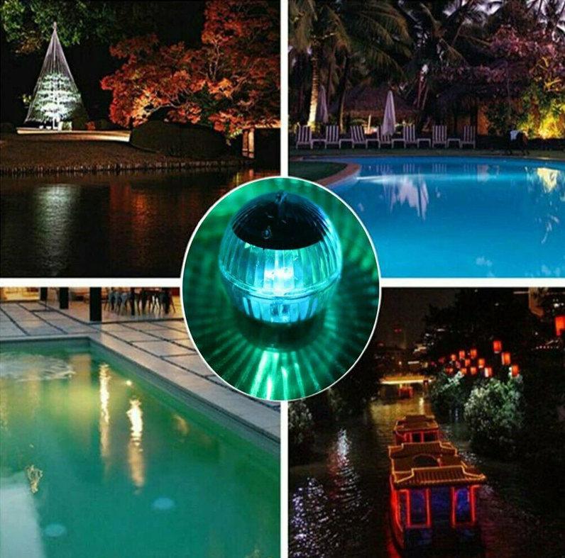 Solar Powered Floating Pool Lamp Rotating RGB LED