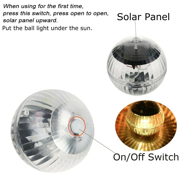 Solar Powered Floating Pool Lamp Rotating RGB LED