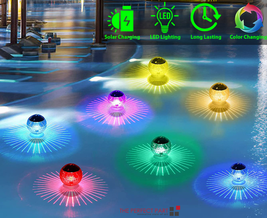 Solar Powered Floating Pool Lamp Rotating RGB LED